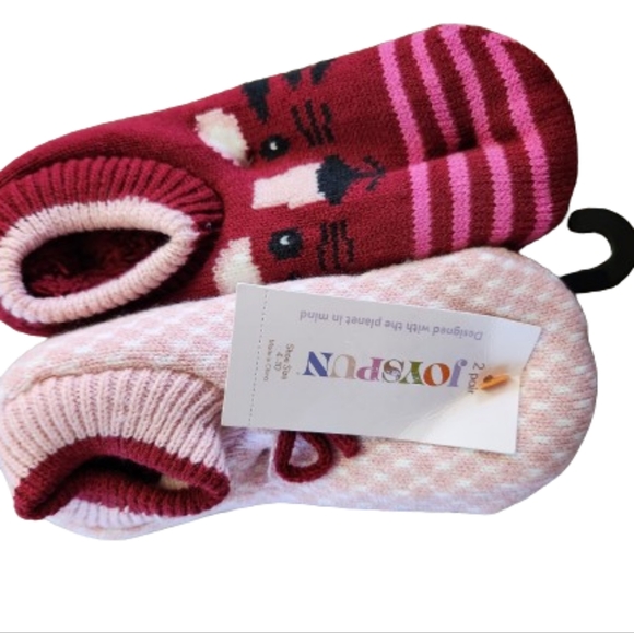 Joyspun Women's Slippers Socks 2 Pairs Shoe Sz. 4-10 Pink - Picture 3 of 3
